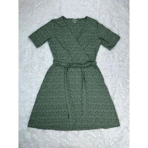 L.L. Bean Green Patterned Midi Dress